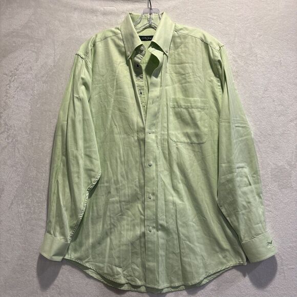 Bobby Jones Other - Bobby Jones Green Long Sleeve Button Down Collared Herringbone Shirt Mens Medium